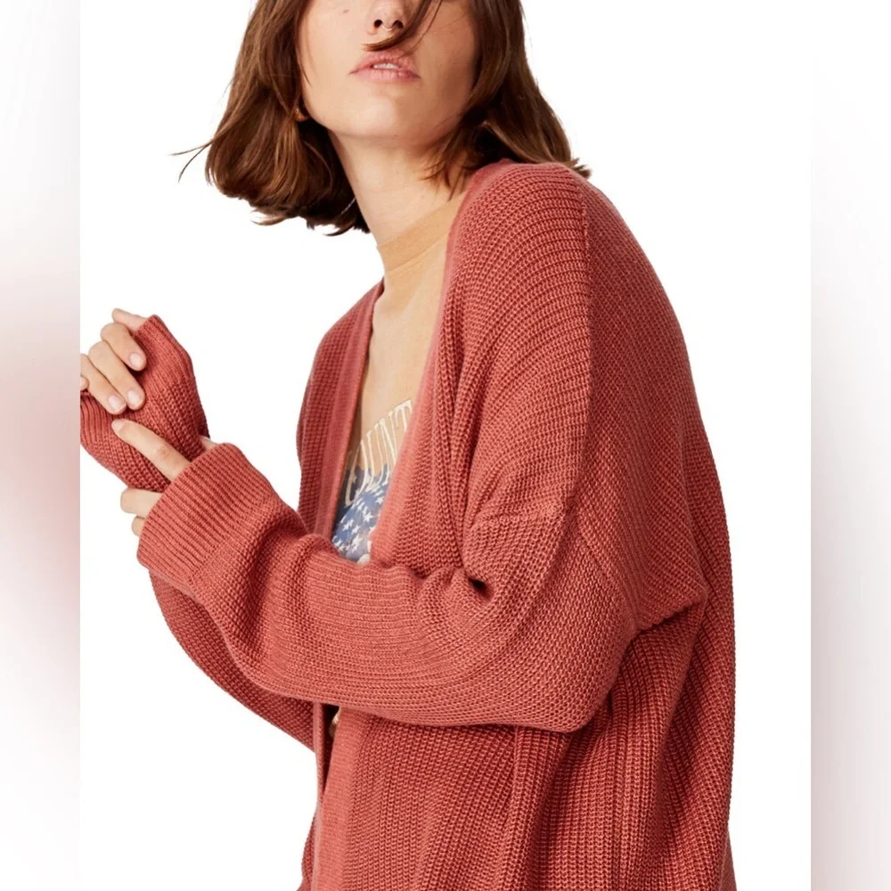 Cotton On Women's Archy Cardigan Sweater Size Medium Canyon Rose Marsala Twist - Picture 2 of 16